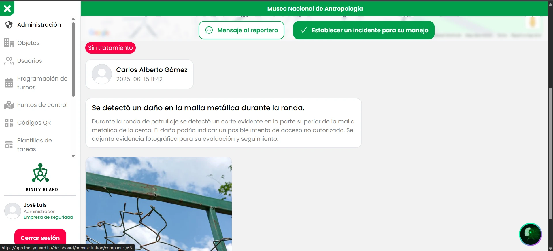 Evaluación detallada de daño en la malla metálica durante la ronda