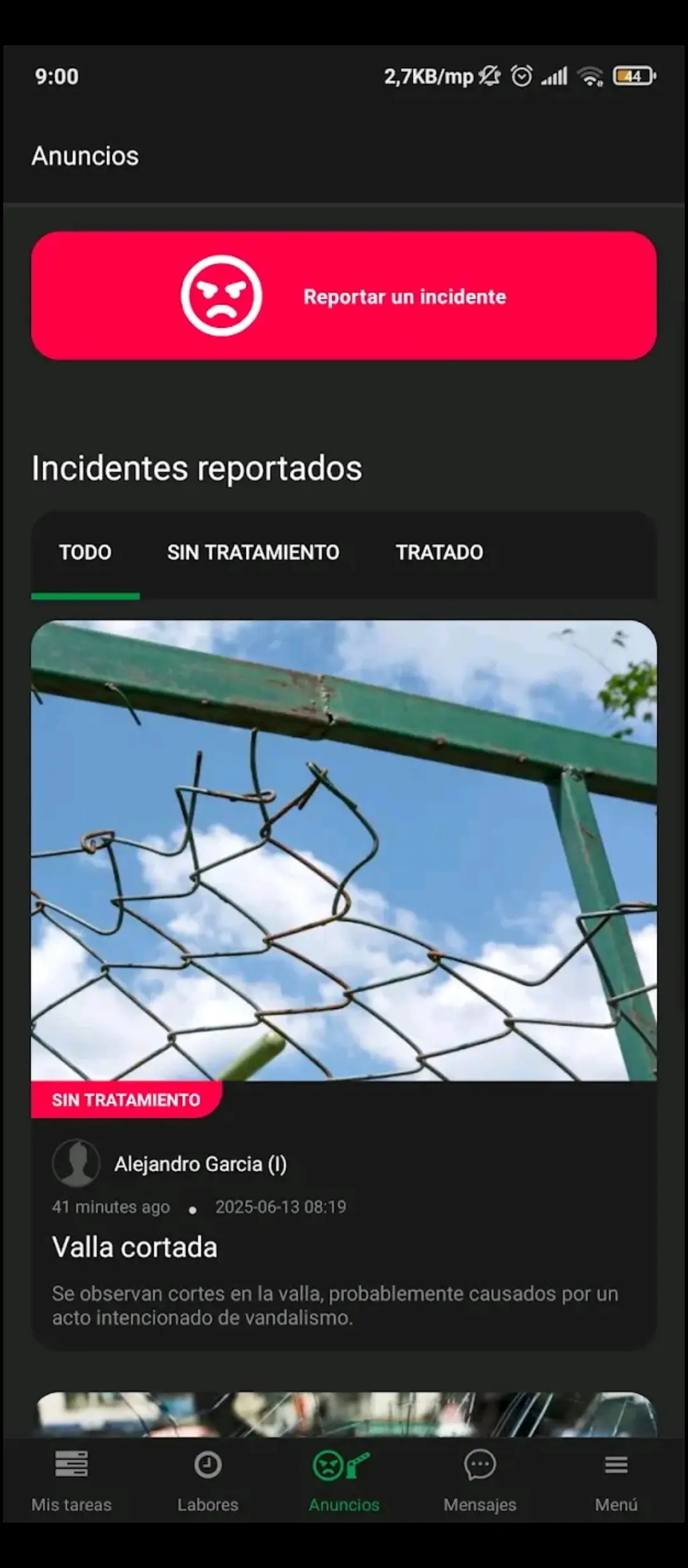 Reporte móvil de incidentes y vandalismo | Seguridad Trinity Guard