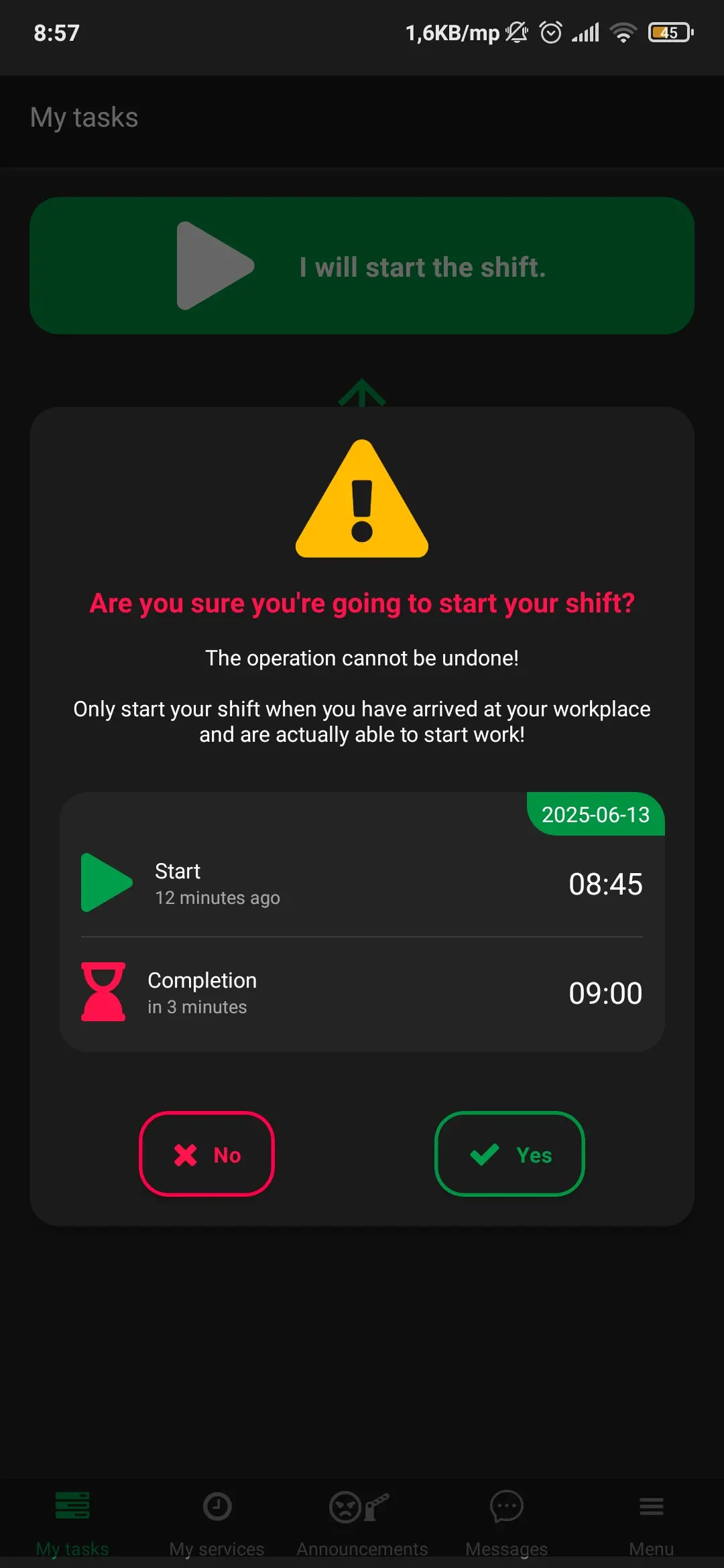 Shift Start Confirmation for Security Guards | Trinity Guard Mobile