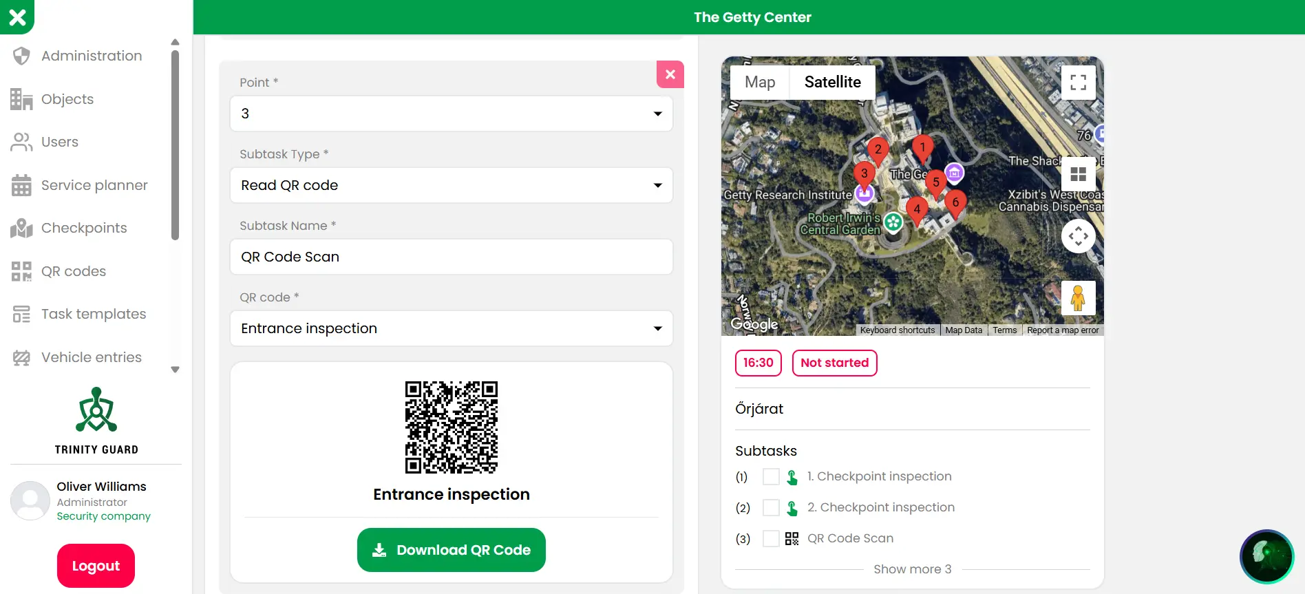 QR Code Checkpoint Setup for Patrol Route – The Getty Center