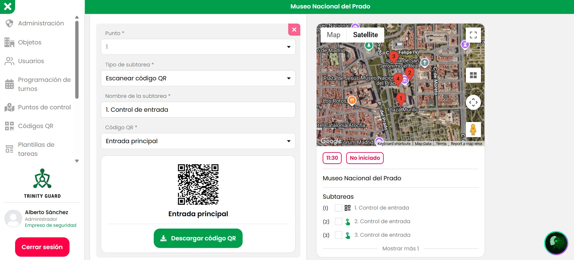 Creación de puntos de control para rondas de seguridad con escaneo de QR